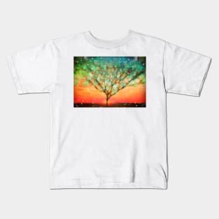 Single tree and sparkles rain Kids T-Shirt